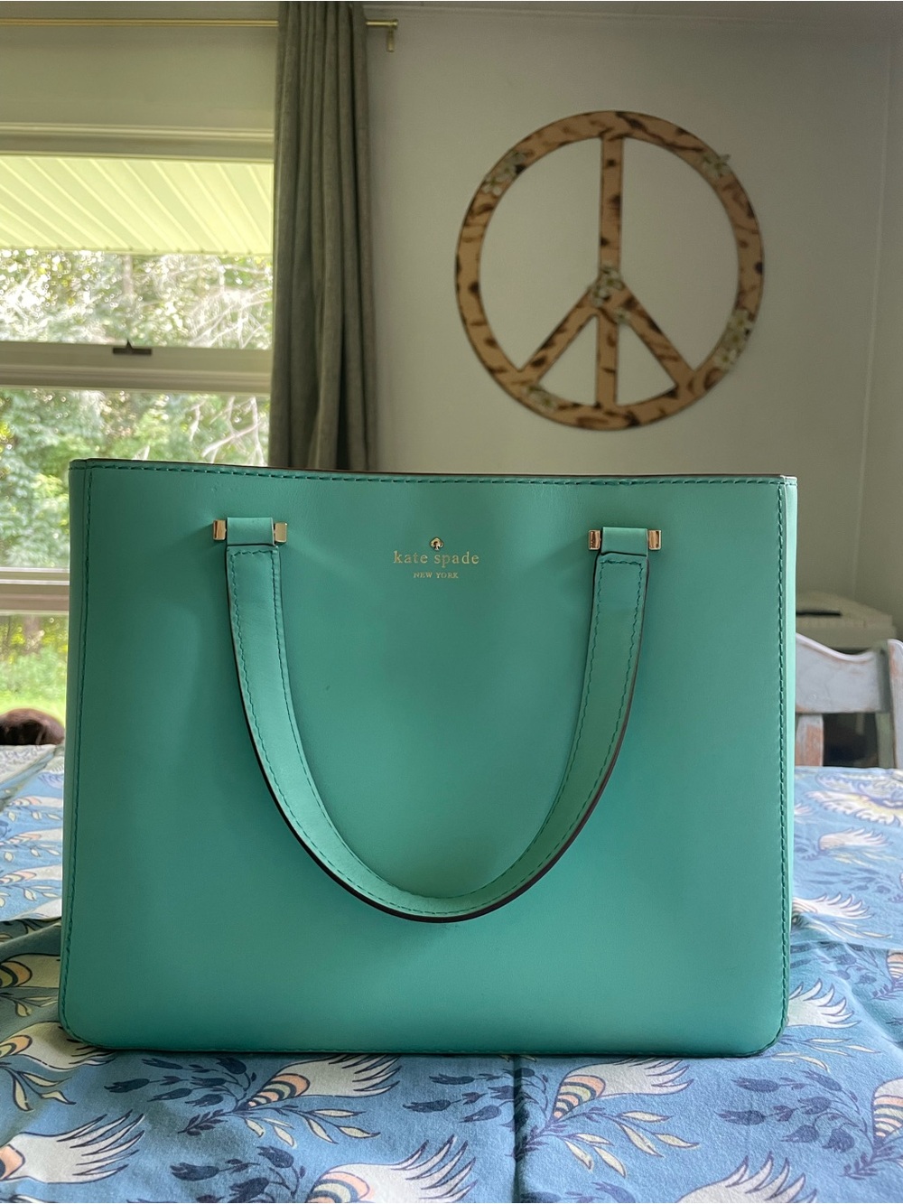 Kate Spade Y2K Turquoise Bow Bottom Leather Vintage Shoulder Bag